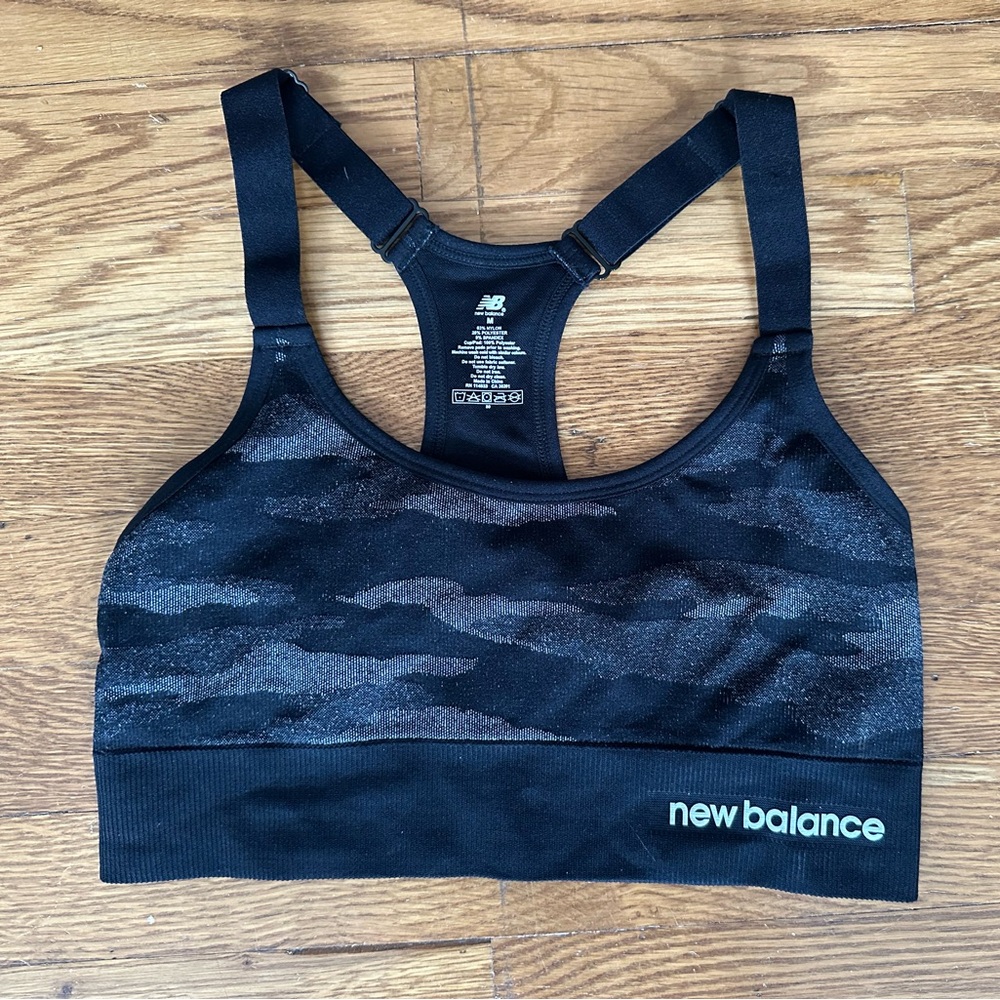 New Balance Black Camo Sports Bra M